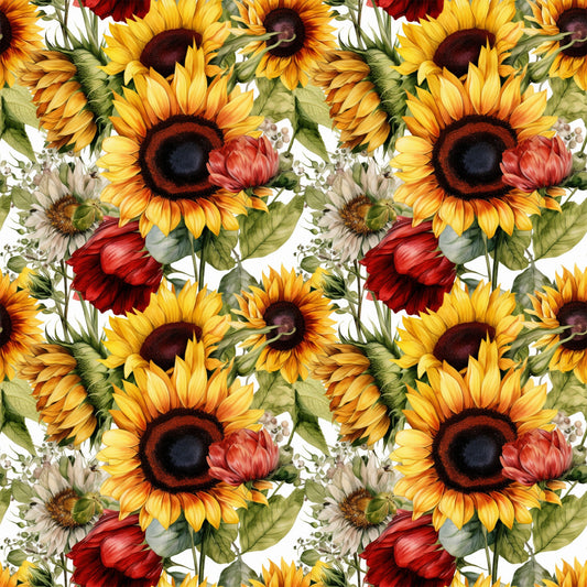 Sunflower and Butterfly Pattern 25 Quilting Cotton Fabric