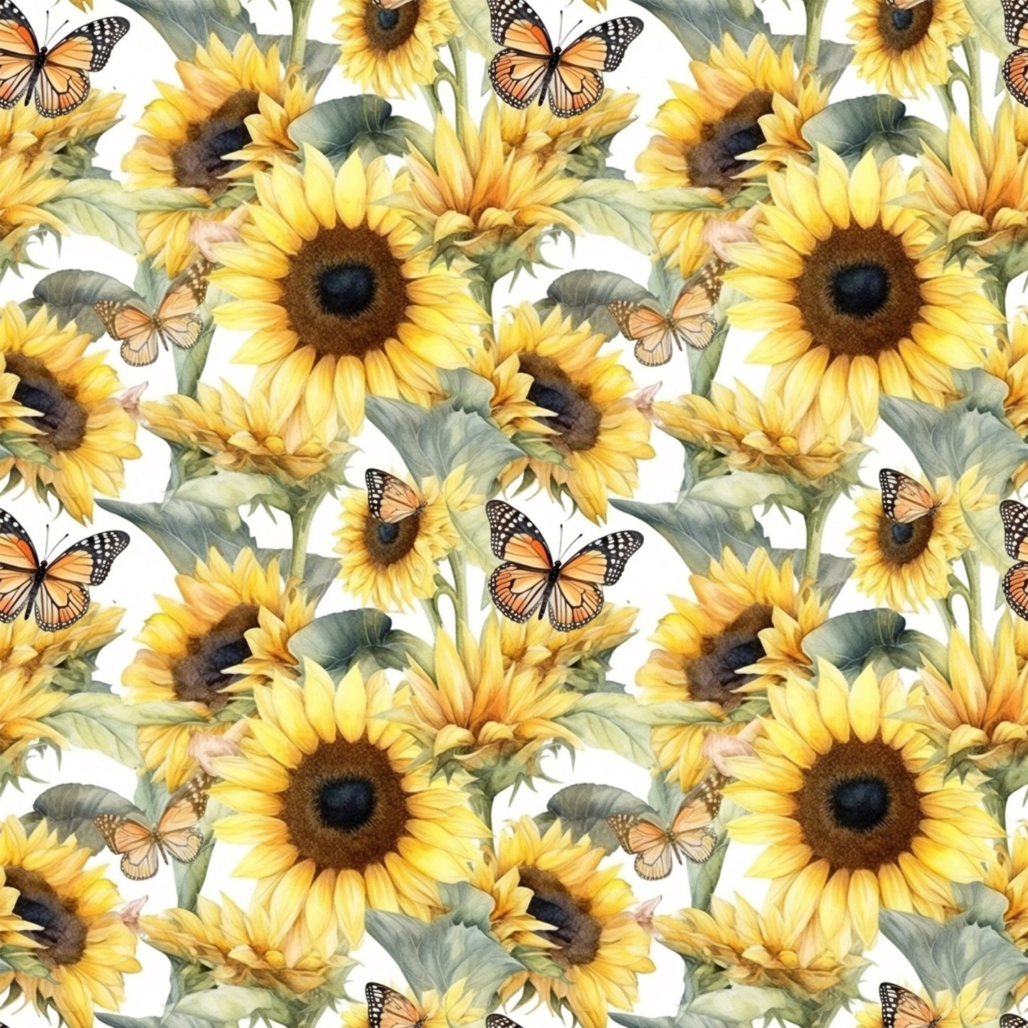 Sunflower and Butterfly Pattern 26 Quilting Cotton Fabric