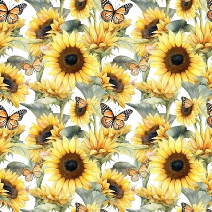 Sunflower and Butterfly Pattern 26 Quilting Cotton Fabric