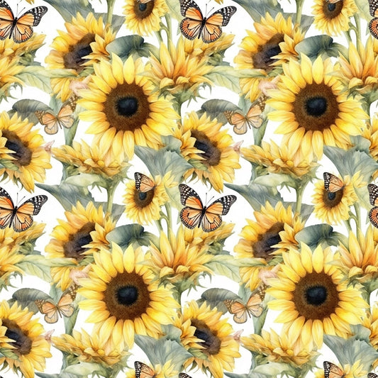 Sunflower and Butterfly Pattern 26 Quilting Cotton Fabric
