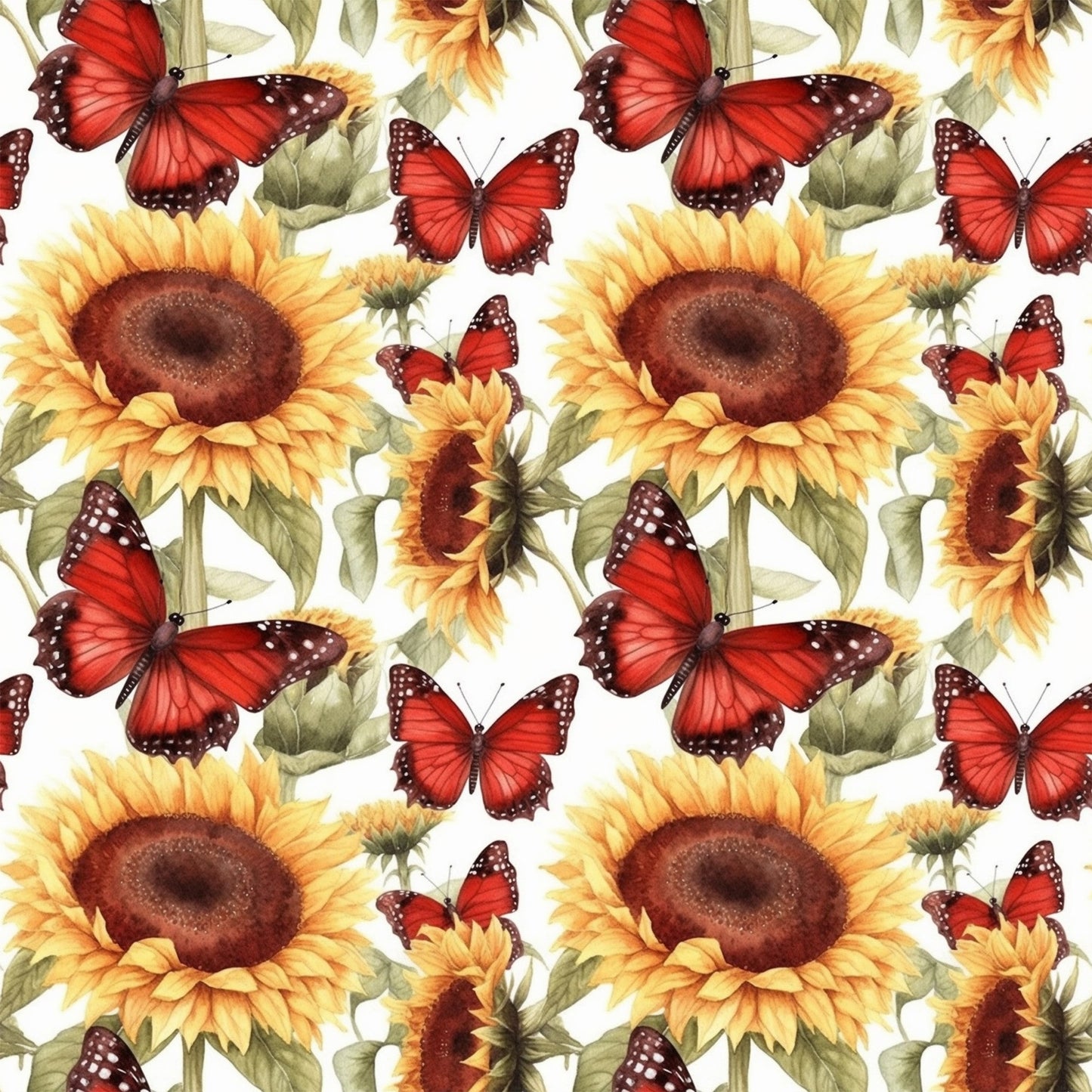 Sunflower and Butterfly Pattern 27 Quilting Cotton Fabric