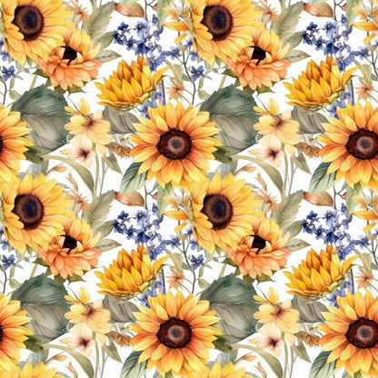 Sunflower and Butterfly Pattern 28 Quilting Cotton Fabric