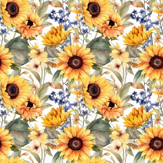 Sunflower and Butterfly Pattern 28 Quilting Cotton Fabric