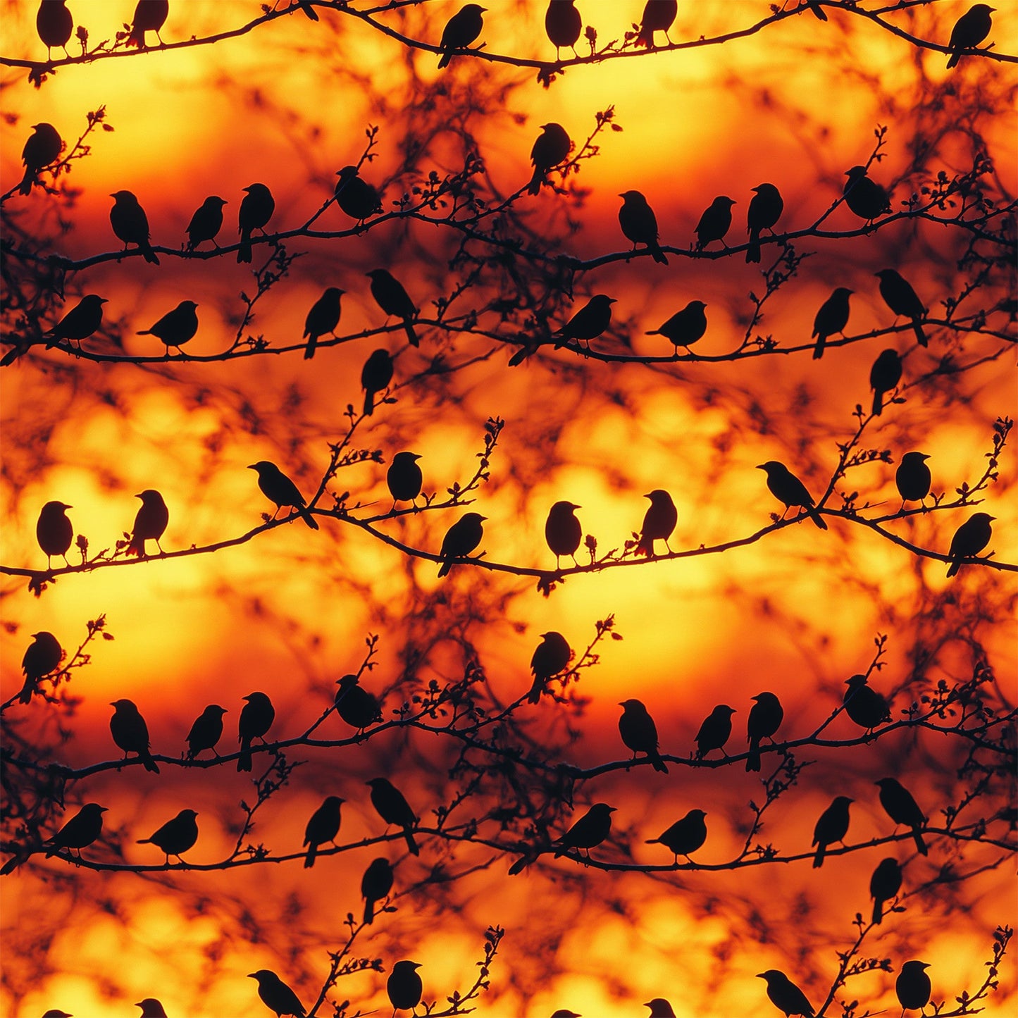 Sunset Bird Pattern 10 Quilting Cotton Fabric