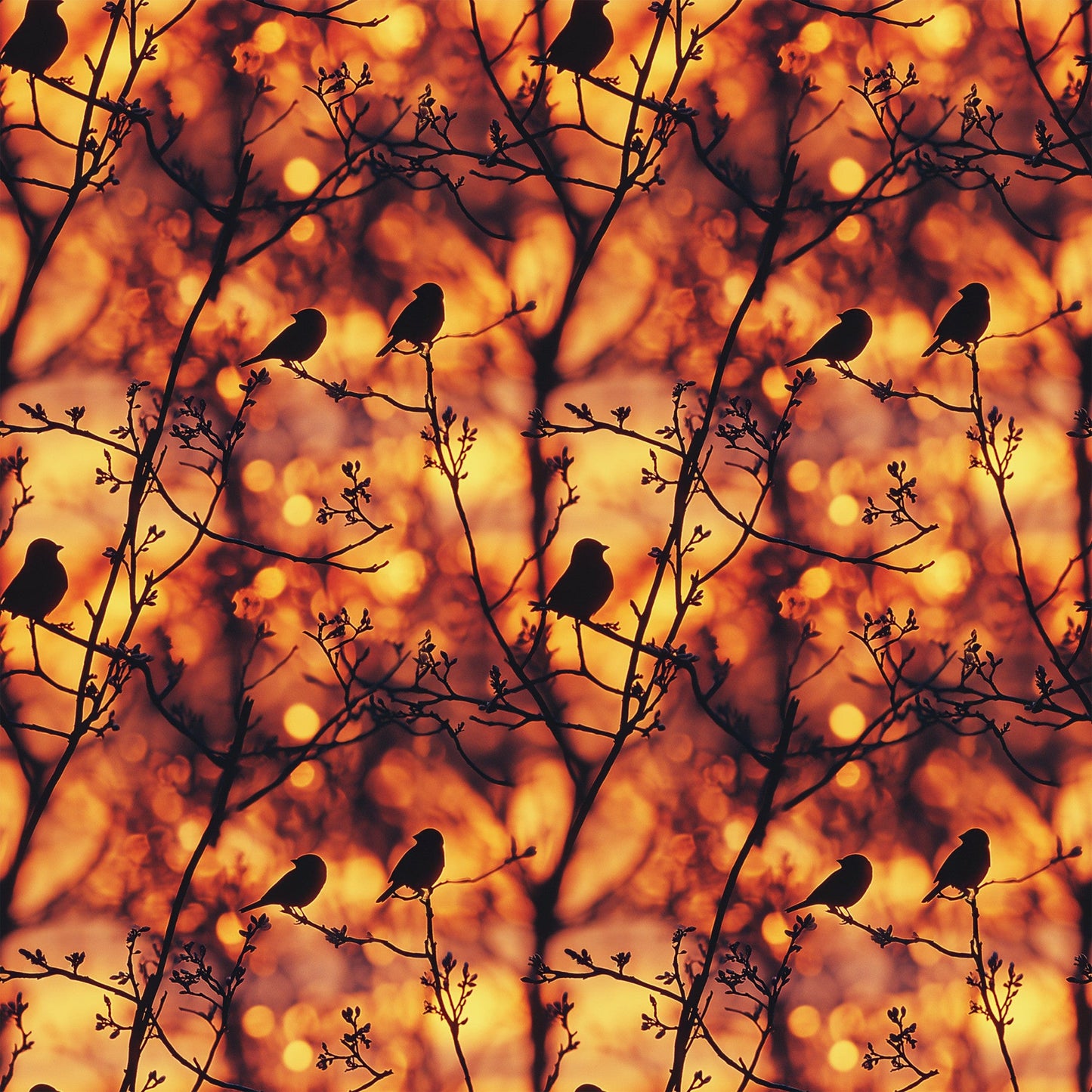 Sunset Bird Pattern 12 Quilting Cotton Fabric