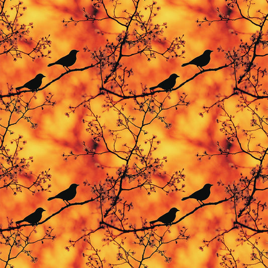 Sunset Bird Pattern 2 Quilting Cotton Fabric