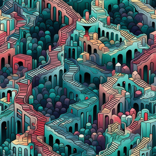 Surreal Staircases Pattern 10 Quilting Cotton Fabric