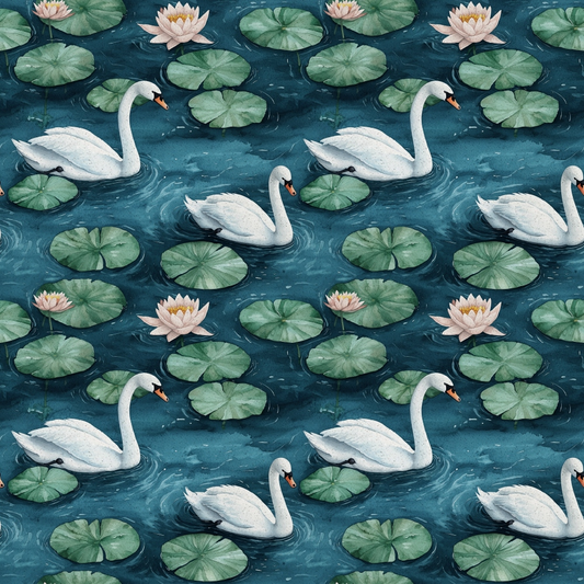 Swan in the Pond Pattern 14 Quilting Cotton Fabric