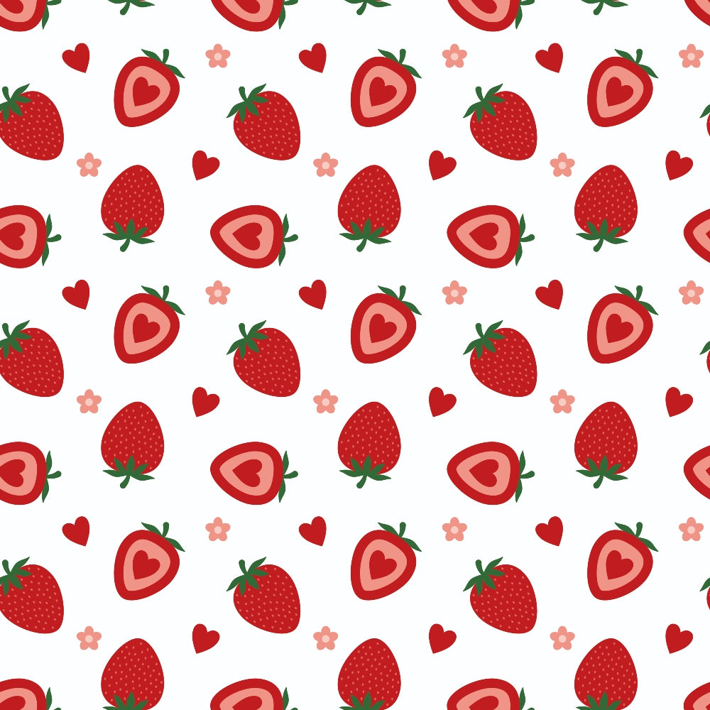 Sweet Strawberries Flowers and Hearts Minky Fabric