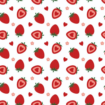 Sweet Strawberries Flowers and Hearts Minky Fabric