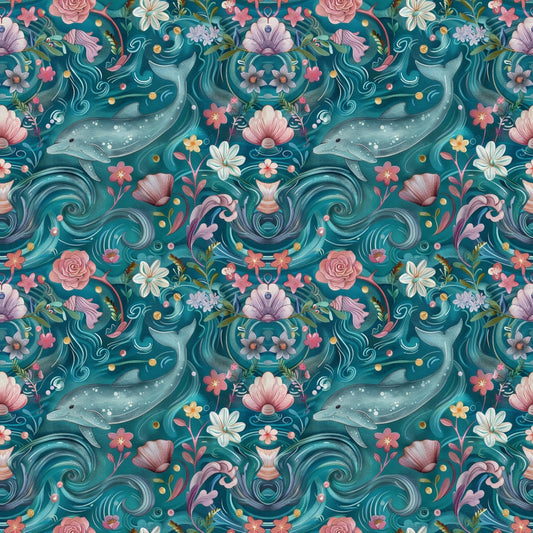 Swimming with Dolphins Pattern 11 Quilting Cotton Fabric