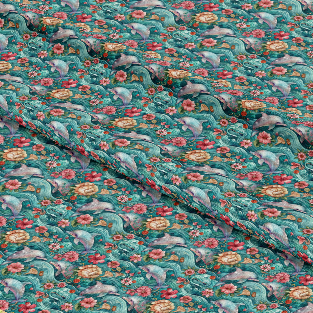 Swimming with Dolphins Pattern 1 Quilting Cotton Fabric
