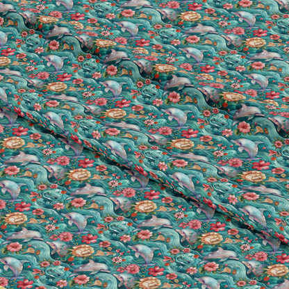 Swimming with Dolphins Pattern 1 Quilting Cotton Fabric