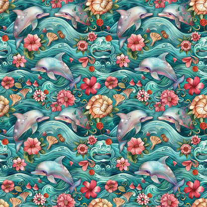 Blooming Tides Pattern 1 Minky Fabric