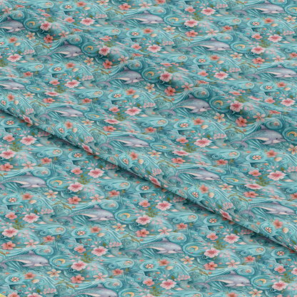 Swimming with Dolphins Pattern 2 Quilting Cotton Fabric