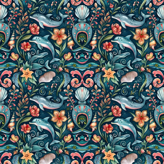 Swimming with Dolphins Pattern 4 Quilting Cotton Fabric