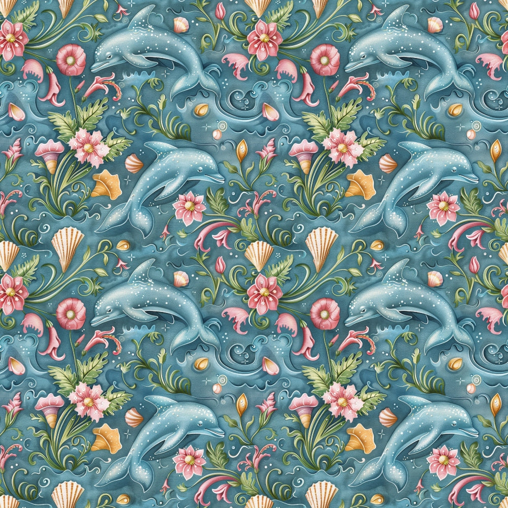 Swimming with Dolphins Pattern 6 Quilting Cotton Fabric