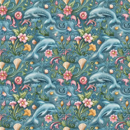 Swimming with Dolphins Pattern 6 Quilting Cotton Fabric