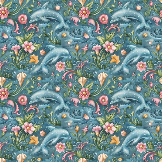 Swimming with Dolphins Pattern 6 Quilting Cotton Fabric