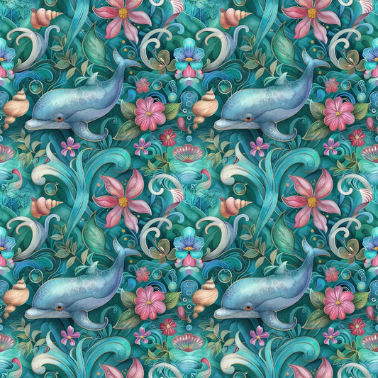 Swimming with Dolphins Pattern 7 Quilting Cotton Fabric