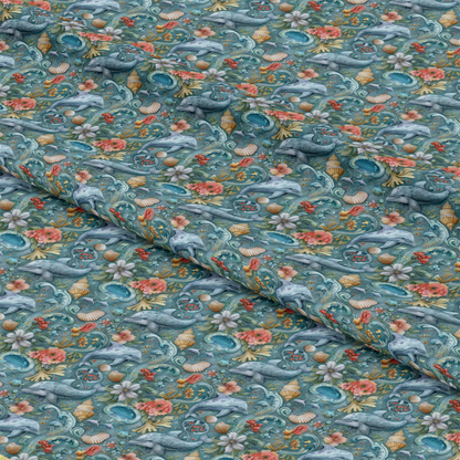 Swimming with Dolphins Pattern 8 Quilting Cotton Fabric