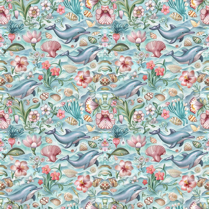 Swimming with Dolphins Pattern 9 Quilting Cotton Fabric