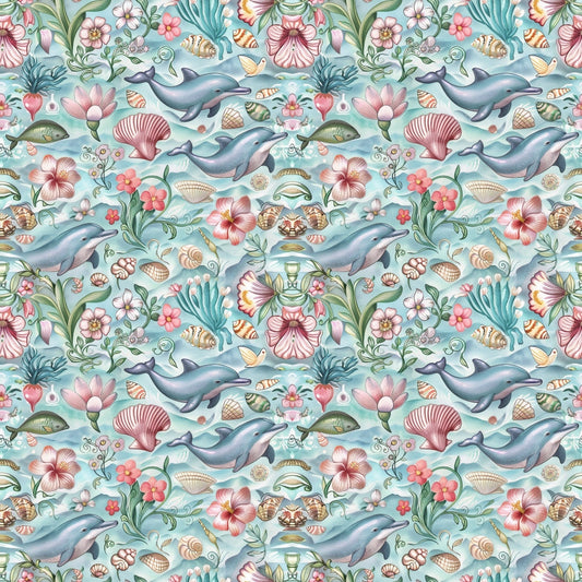Swimming with Dolphins Pattern 9 Quilting Cotton Fabric