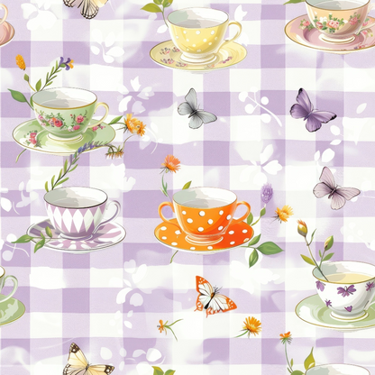 Lavender Teacups Pattern 12 Minky Fabric