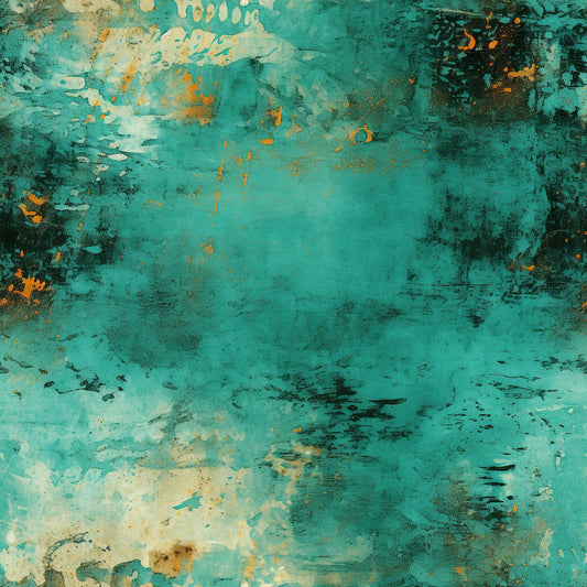 Teal Grunge Pattern 10 Quilting Cotton Fabric