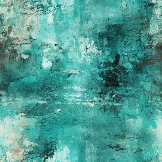 Teal Grunge Pattern 2 Quilting Cotton Fabric
