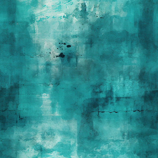 Teal Grunge Pattern 4 Quilting Cotton Fabric