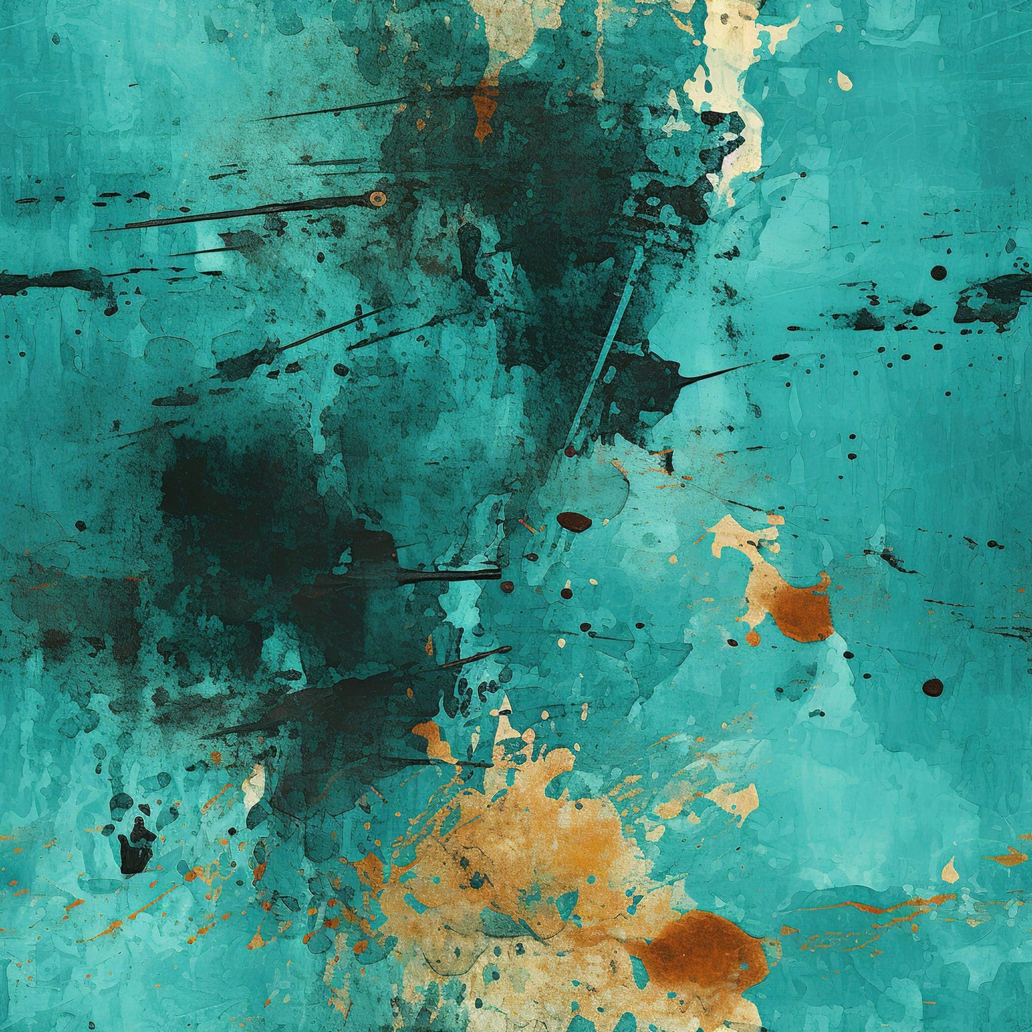 Teal Grunge Pattern 5 Quilting Cotton Fabric
