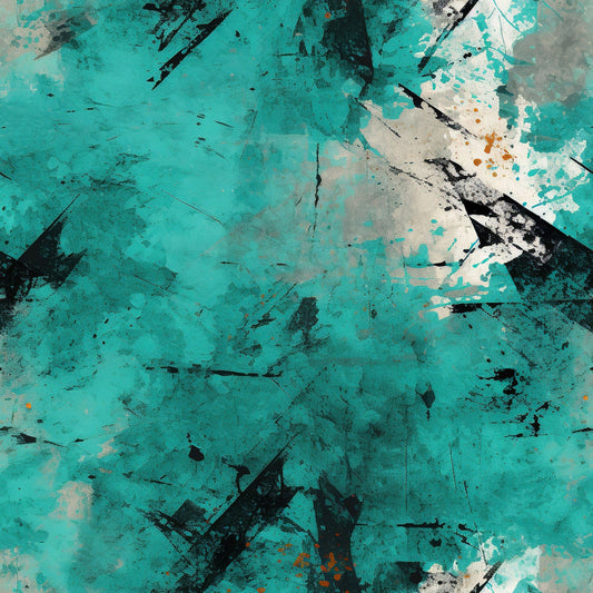 Teal Grunge Pattern 7 Quilting Cotton Fabric