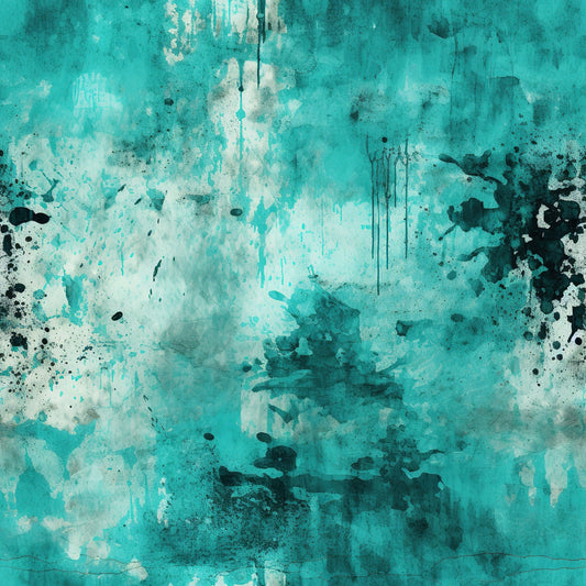 Teal Grunge Pattern 9 Quilting Cotton Fabric