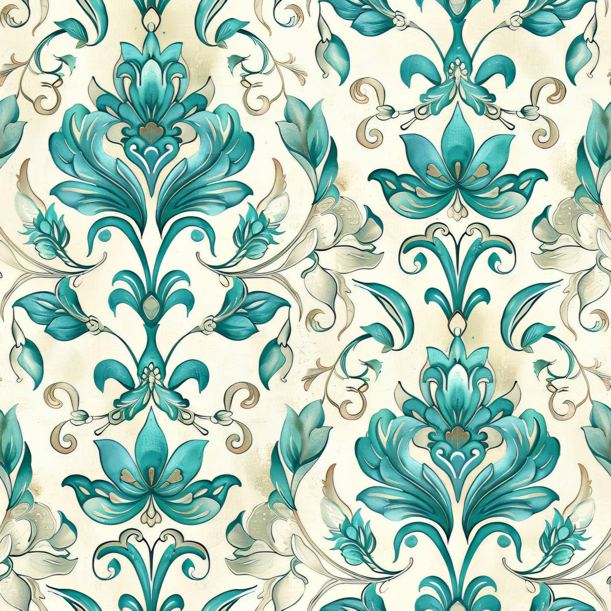 Seafoam Scrollwork Pattern 10 Minky Fabric