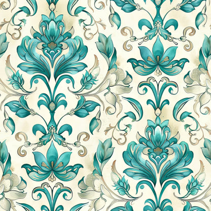 Seafoam Scrollwork Pattern 10 Minky Fabric