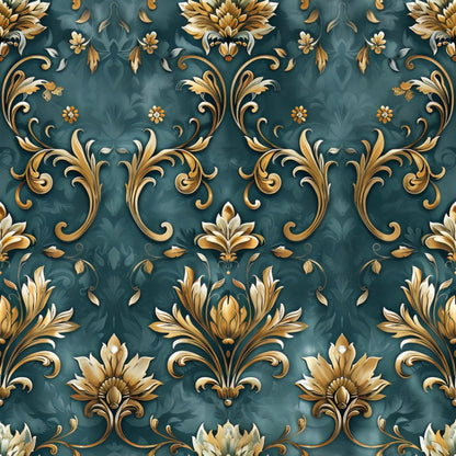 Teal and Doves Pattern 4 Quilting Cotton Fabric