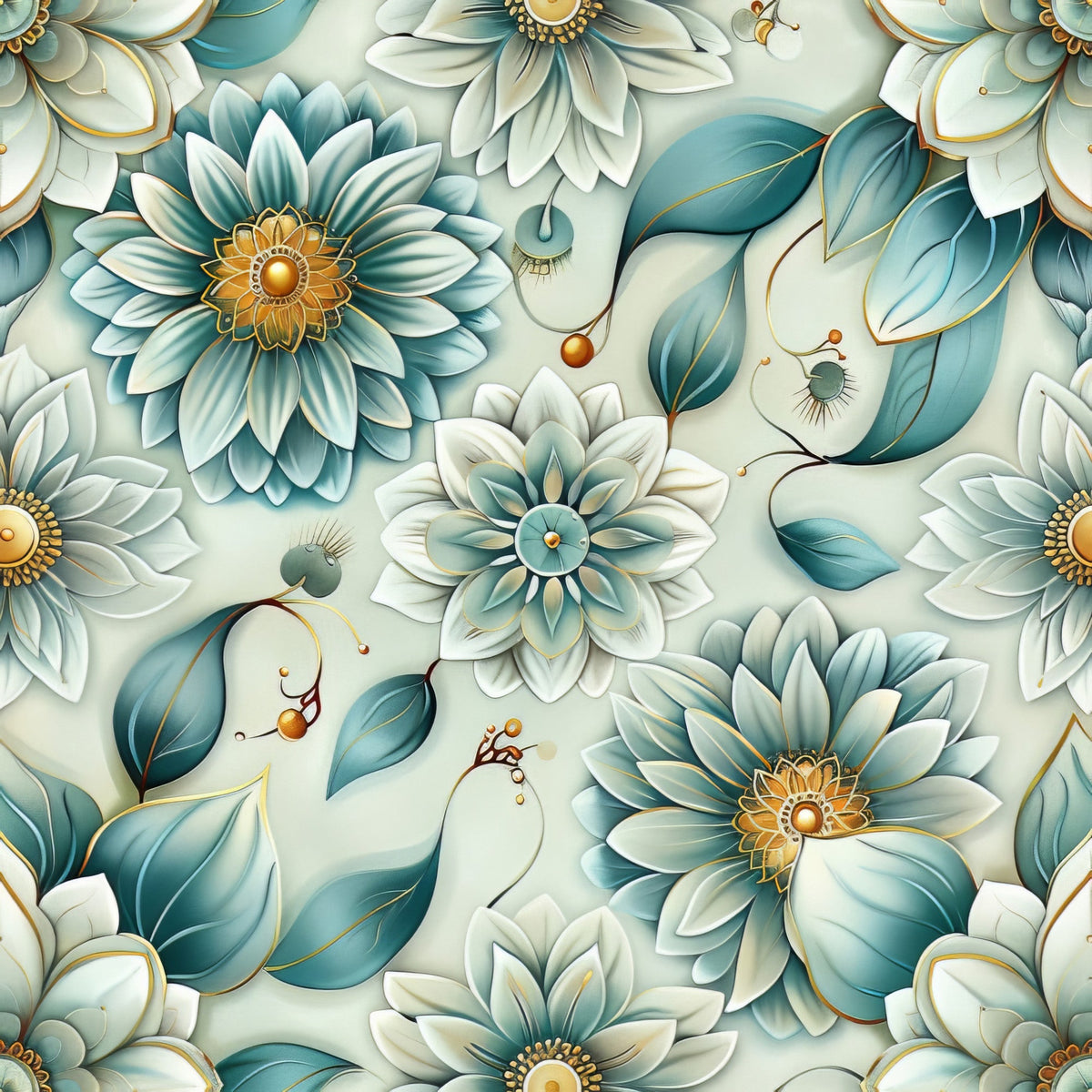 Seafoam Scrollwork Pattern 5 Minky Fabric
