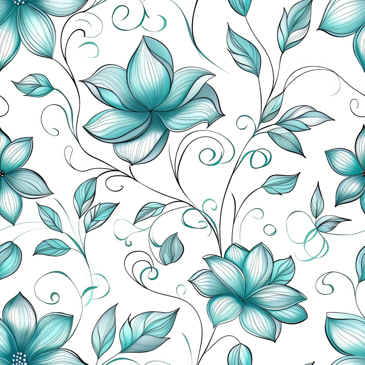 Seafoam Scrollwork Pattern 7 Minky Fabric