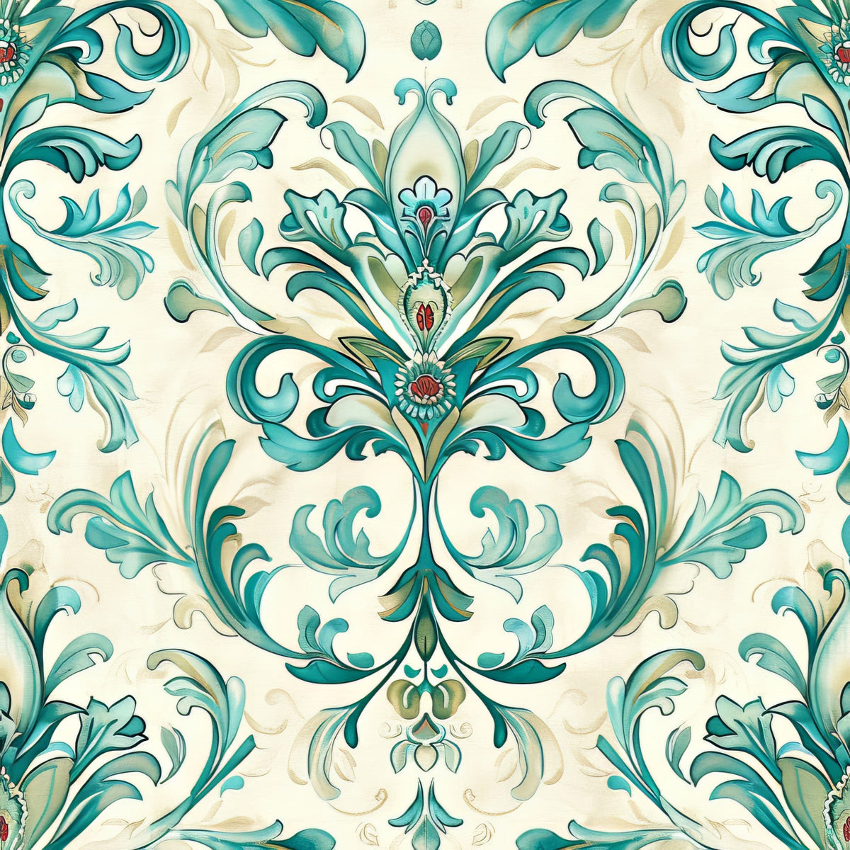 Seafoam Scrollwork Pattern 9 Minky Fabric