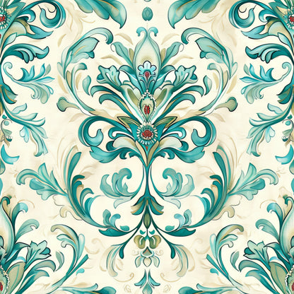 Seafoam Scrollwork Pattern 9 Minky Fabric