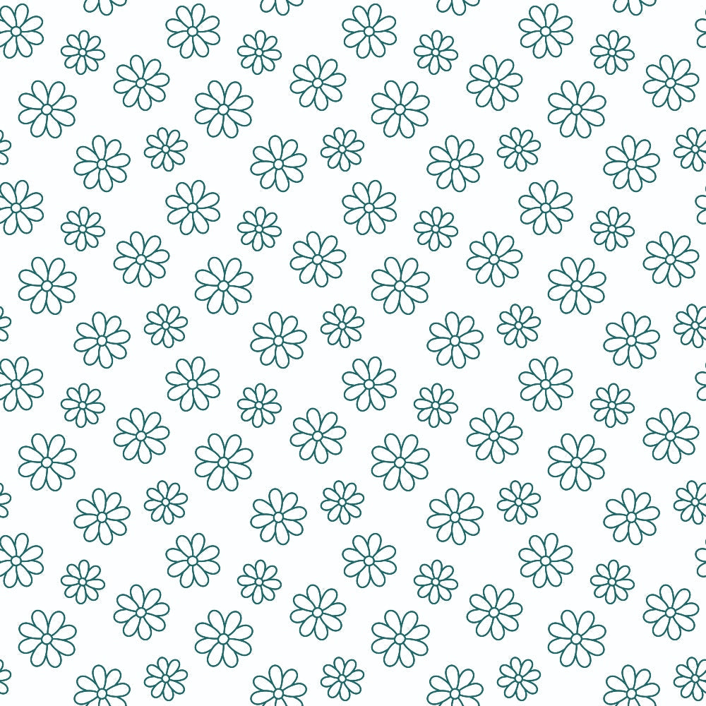 Teal Daisies Outline Quilting Cotton Fabric