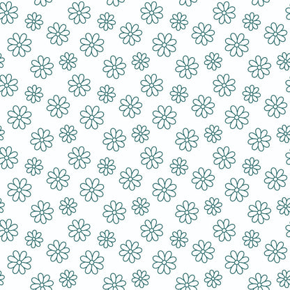 Teal Daisies Outline Quilting Cotton Fabric