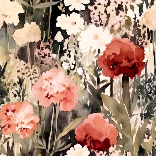 Terracotta Blush Beige Watercolor Florals Pattern 10 Quilting Cotton Fabric