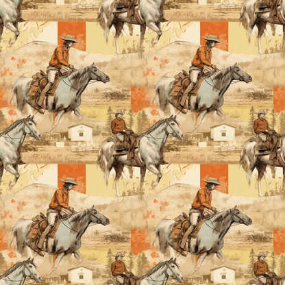 Vintage Frontier Pattern 14 Minky Fabric