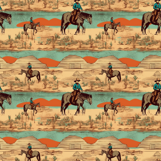 The Cowboy Life Pattern 16 Quilting Cotton Fabric