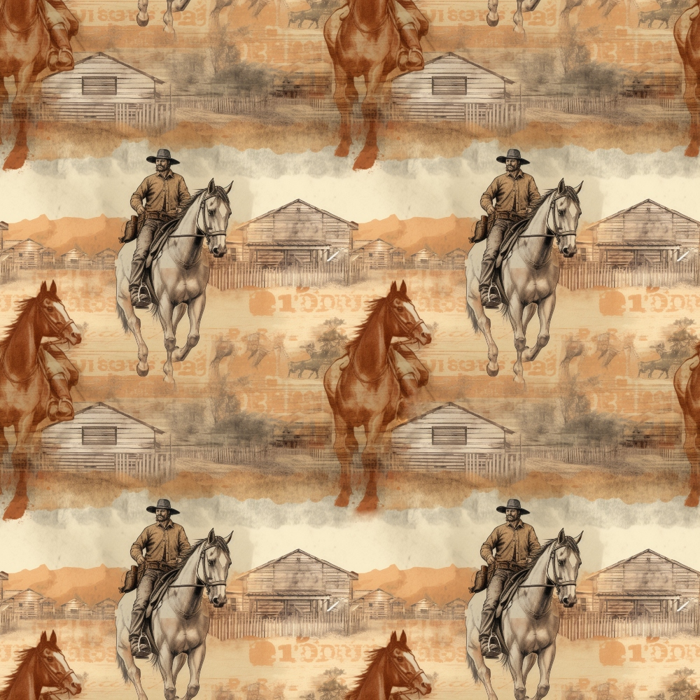 Vintage Frontier Pattern 19 Minky Fabric