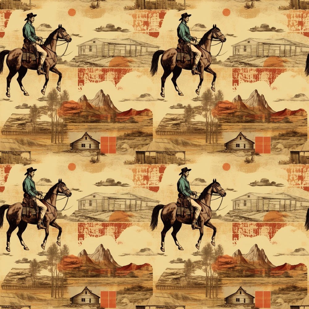 Vintage Frontier Pattern 2 Minky Fabric