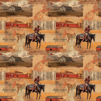 Vintage Frontier Pattern 3 Minky Fabric