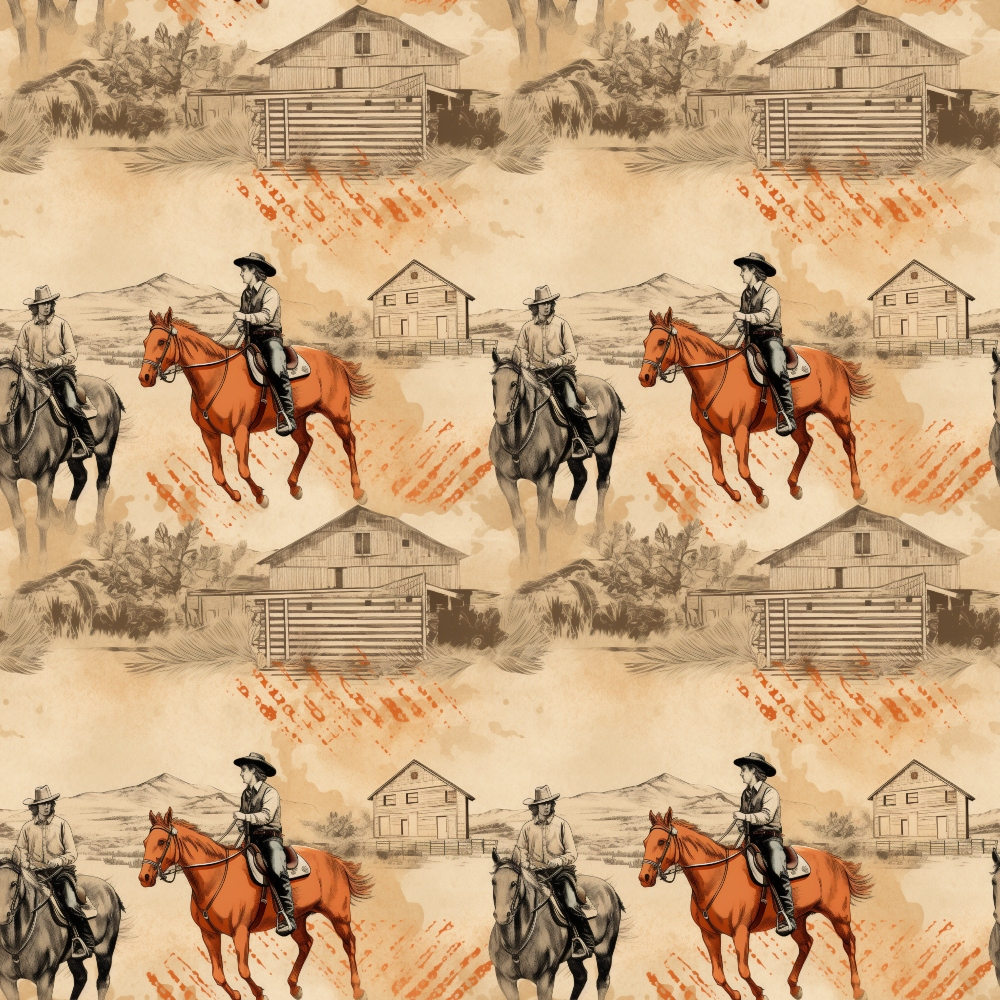 Vintage Frontier Pattern 4 Minky Fabric